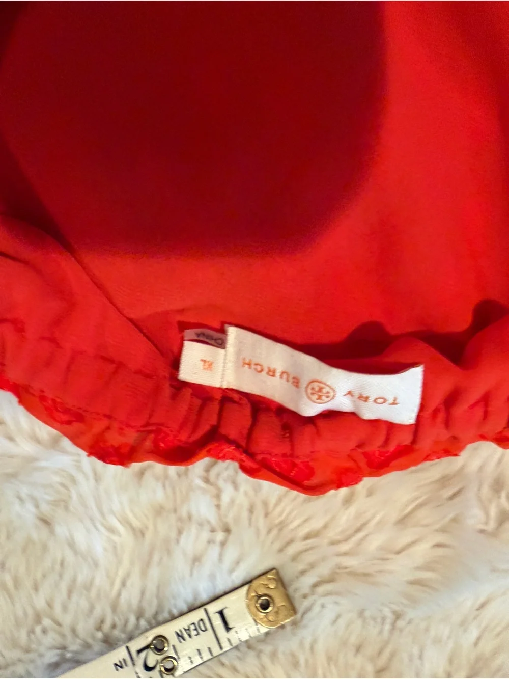 Tory Burch Red Ruffle Tiered Mini Skirt xl